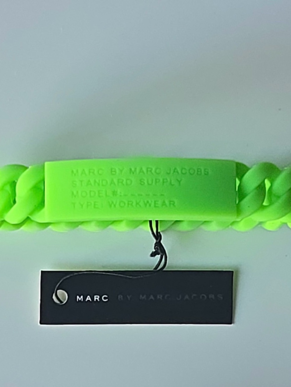 Marc By Marc Jacobs Neon Green Braided Silicone ID Bracelet